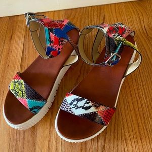 Multicolor Snakeskin Strap Sandal